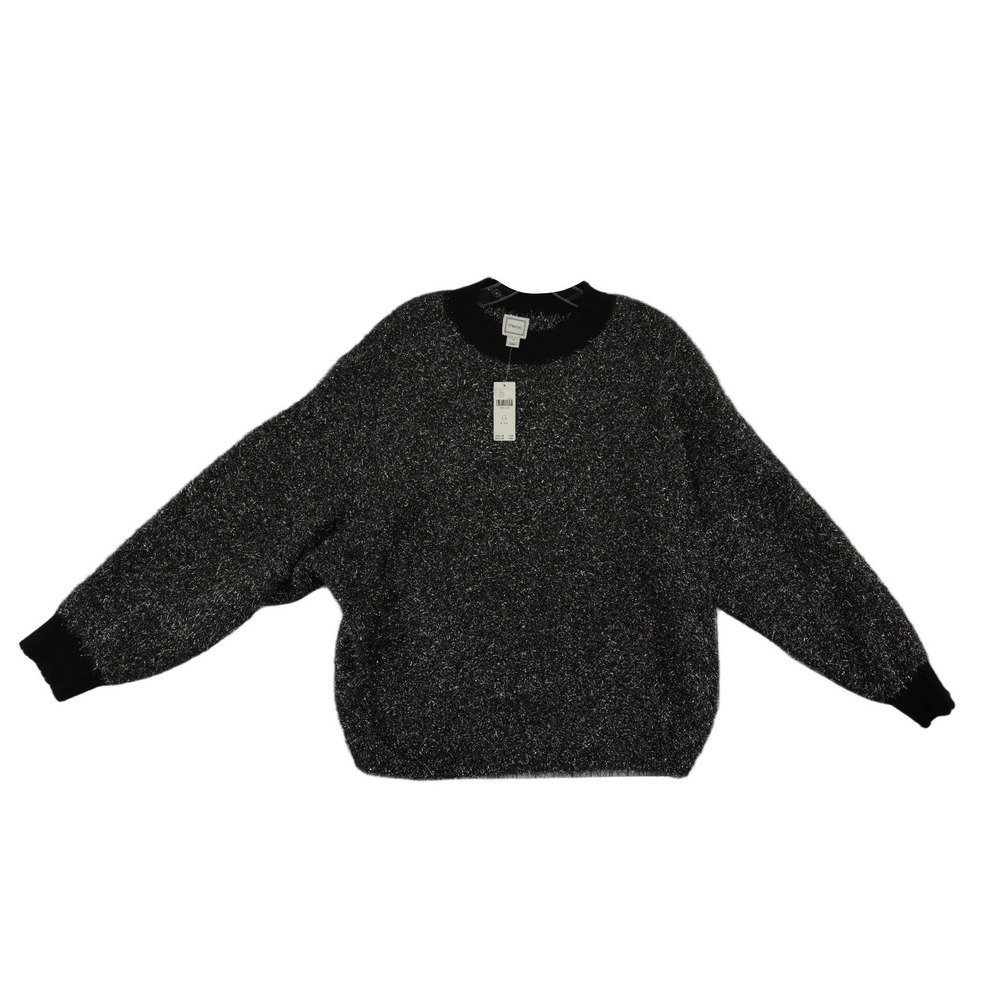 NWT Maeve Anthropologie Black Metallic Sweater Womens Size 1X Tinsel Top Holiday